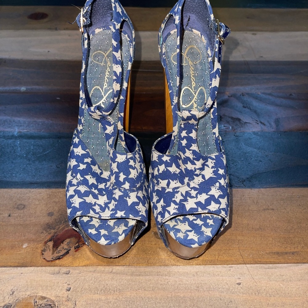 Jessica Simpson Navy Star Heels